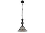 Lampada A Sospensione, Metallo Nero Opaco, Vetro Color Fumo, P 30 Cm