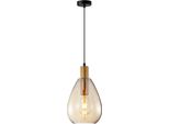 Lampada A Sospensione Moderna In Oro E Nero Con Paralume In Vetro Ambrato Per Soggiorno Camera Da Letto 1Xe27 40W Zulo Italux