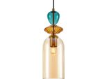 Lampada A Sospensione Decorativa Con Paralume In Vetro Multicolore 1Xe27 40W Busco PND-30263-1C-BRO-AMB Italux