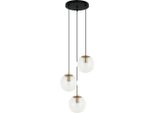 Lampada A Sospensione Decorativa Per Soggiorno Nero-Oro Sfere Rotonde In Vetro Trasparente 3Xe27 40W Sarpo Italux