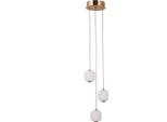 Lampada A Sospensione Decorativa Rotonda In Vetro Opalino Oro Per Soggiorno Colore Caldo Led 8W Ganti Italux