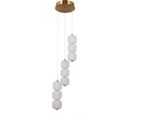 Lampada A Sospensione Decorativa Rotonda In Oro Con Triplo Paralume In Vetro Opalino Per Soggiorno Colore Caldo Led 20W Ganti Italux