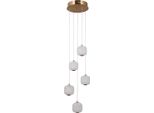 Lampada A Sospensione Decorativa Rotonda In Vetro Opalino Dorato Per Soggiorno Colore Caldo Led 12W Ganti Italux