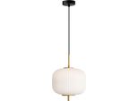 Lampada A Sospensione Moderna In Vetro Opalino Nero E Oro Per Soggiorno Camera Da Letto 1Xe27 10W Olmeto Italux
