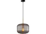 Lampada A Sospensione Moderna Nero-Oro Vetro Fumé Paralume Decorativo Per Soggiorno Cucina 1Xe27 40W Gavino Italux