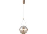 Lampada A Sospensione Moderna Per Cucina Soggiorno Vetro Oro Palla Ambra Colore Caldo Led 12W Rastia Italux