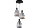 Lampada A Sospensione Moderna Rotonda Con Paralumi In Vetro Fumé Nero Per Soggiorno Sala Da Pranzo 3Xe27 40W Zulo Italux