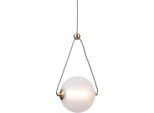Lampada A Sospensione Moderna Per Cucina Soggiorno Sfera In Vetro Opalino Oro Colore Caldo Led 6W Rastia Italux