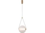 Lampada A Sospensione Moderna Per Cucina Soggiorno Sfera In Vetro Opalino Oro Colore Caldo Led 12W Rastia Italux