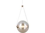 Lampada A Sospensione Moderna Per Cucina Soggiorno Vetro Oro Palla Ambra Colore Caldo Led 9W Rastia Italux