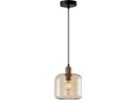 Lampada A Sospensione Moderna In Oro E Nero Con Paralume In Vetro Ambrato Per Soggiorno Camera Da Letto 1Xe27 40W Zona Italux