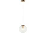 Lampada A Sospensione Decorativa Per Soggiorno In Ottone Sfera Di Vetro Trasparente 1Xe27 40W Sarpo Italux