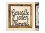 Gilde Wandrelief, Quadratisch, "GenießE Jeden Moment"", Spruch, Aluminium, Mangoholz, Naturfarben, Silberfarben, , L. 2 Cm, B. 20 Cm, H. 20 Cm 46883"