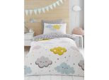 Set Di Biancheria Da Letto, Nuvole AG1549 (Letto Singolo) (Bianco/Grigio)