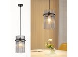Zmh Lampada A Sospensione Tavolo Da Pranzo Lampada A Sospensione 1 Fiamma - Lampada A Sospensione Nero E27 Lampada Sala Da Pranzo Paralume In Vetro Ø 16 Cm Per Sala Da Pranzo Camera Da Letto Caffè Bar Cucina (Senza Lampadina)