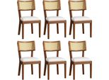 Aiorber 6 Sedie Da Pranzo In Legno Massiccio Con Schienale In Rattan, Cuscini In Velluto, Moderne, Confortevoli, Noce