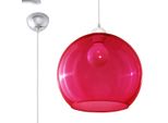 Lampada A Sospensione Ball Rosso 1Xe27 15W Acciaio/Vetro 120X30X30Cm Sollux Lighting