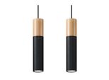 Lampada A Sospensione Pablo 2 Nero 2Xgu10 10W Acciaio/Legno 90X6X30Cm Sollux Lighting