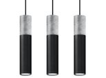 Lampada A Sospensione Borgio 3L Nero 3Xgu10 10W Acciaio/Cemento 90X6X45Cm Sollux Lighting