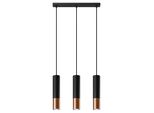 Lampada A Sospensione Loopez 3L Nero/Rame 3Xgu10 10W Acciaio 90X6X45Cm Sollux Lighting