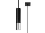 Lampada A Sospensione Loopez 1 Nero/Cromo 1Xgu10 10W Acciaio 100X8X8Cm Sollux Lighting
