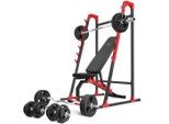 Marbo Sport Set MH8_155KG_KIER | Panca Pesi Regolabile Bifacciale + Rack Per Bilancieri + Set Manubri/Piatti Pesi Da 113 Kg