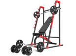 Marbo Sport Set MH8_125KG_KIER | Panca Pesi Regolabile Bifacciale + Rack Per Bilancieri + Barra Manubri/Piatto Pesi 83 Kg