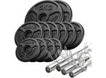 Set 65Kg | Bilanciere Olimpico 180 Cm + Manubrio Leggermente Curvo 120 Cm + 2X Manubrio 50 Cm + Piastre Pesi 2X5Kg, 6X2,5Kg, 4X1,25Kg - Marbo Sport