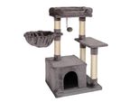 Tiragraffi Compatto Lionto 85 Cm, Albero Per Gatti Salvaspazio Con Palla Da Gioco, Tronco In Sisal E Superficie Tiragraffi, Grigio Scuro