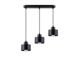 Lampada A Sospensione Savar 3 Nero 3Xe27 15W Acciaio 110X12X46Cm Sollux Lighting