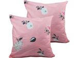 Home Elements Federa 40X40 Cm, Set Di 2, Fiori Rosa