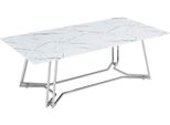 Couchtisch Salesfever "Wohnzimmertisch Im Eleganten Stil", Weiß (Weiß, Silber, Silber, Weiß), B:110Cm H:40Cm T:60Cm, Tische, Couchtisch, Eleganter Chic Mit Marmoriertem Charme
