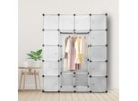 Tolletour 20 Cubi Armadio Sistema Di Scaffalatura Fai Da Te Armadi In Plastica Con Porta 180*142*37Cm 2 Appendiabiti - Bianco, Non Stampato