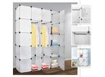 Clanmacy Armadio Fai Da Te 180X142X37Cm Armadio Sistema Di Scaffalatura In Plastica Con Porta Plug-In Scaffale Bianco 20 Scatole (Non Impronta)