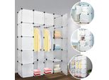 Jopassy Armadio Fai Da Te 180X142X37Cm Sistema Di Scaffalatura In Plastica Armadio Con Porta Plug-In Scaffale Bianco 20 Scatole (Non Impronta)