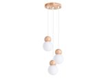 Lampada A Sospensione Pekka 3P Bianco/Legno Naturale 3Xg9 8W Vetro/Legno 124X31X31Cm Sollux Lighting