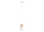 Lampada A Sospensione Pekka 1 Bianco/Legno Naturale 1Xg9 8W Vetro/Legno 124X11X11Cm Sollux Lighting