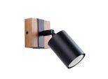 Lampada Da Parete Fager 1 Nero 1Xgu10 10W Acciaio/Legno Naturale 13X17X8Cm Sollux Lighting