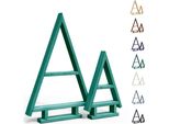 Set Di 2 Alberi Di Natale In Legno Be4Nature - Abeti Impregnati Di Verde Scuro, Fatti A Mano, Per Interni Ed Esterni, Decorazione Natalizia Da Progettare Da Soli