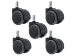 Set Di 5 Rotelle Per Pavimenti Duri HWC-H86, Rotelle Per Sedie Da Ufficio, Portata 150 Kg Ø 11 Mm ~ Grigio