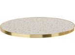 Piano Del Tavolo Rotondo In Terrazzo Con Bordo Dorato 60 Cm - Oviala Montmartre