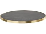 Piano D'appoggio Rotondo In Marmo Nero Con Bordo Dorato, 60 Cm - Oviala Montmartre