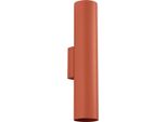 Lampada Da Parete Lagos 2 Rosso Ocra 2Xgu10 10W Acciaio 30X8X6Cm Sollux Lighting