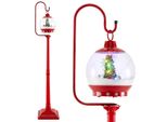 Costway Luci Di Natale 173Cm Lanterna Di Natale Rossa Con Musica E Globo Di Neve Ad Attivazione Sonora, Decorazione Natalizia Illuminata
