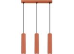 Lampada A Sospensione Karbon 3L Rosso Ocra 3Xgu10 10W Alluminio 98X6.5X45Cm Sollux Lighting
