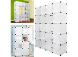 Clanmacy Sistema Di Scaffalatura Guardaroba Fai Da Te Scarpiera 20 Appendiabiti Cubo In Plastica, 142X37X180Cm Bianco