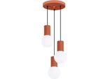 Lampada A Sospensione Halo 3P Rosso Ocra 3Xg9 8W Alluminio/Vetro 125X25X25Cm Sollux Lighting