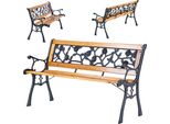 Panchina Da Giardino In Legno Kadax, 127 Cm, Panchina In Ghisa Con Schienale Rose