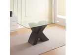 Tavolo Fisso Duncan Con Piano In Vetro E Gambe Incrociate Effetto Legno Nero 150X90X76H