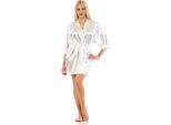 Vestaglia Da Donna A Kimono Corto In Raso; Bianco L